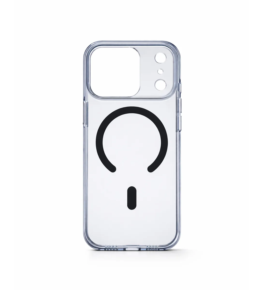 iPhone 17 Series Crystal Clear Blue Transparent Case With Built-In Magnetic Ring & Capacitive Camera Control Button Hard PC Back Slim Protective Cover Clear blue