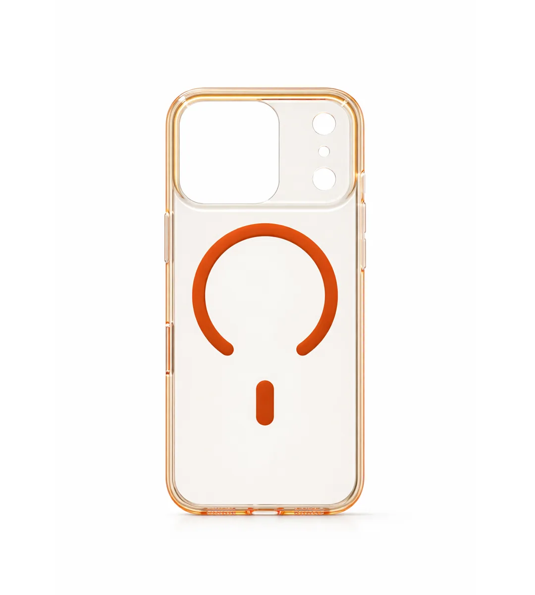 iPhone 17 Series Crystal Clear Orange Transparent Case With Built-In Magnetic Ring & Capacitive Camera Control Button Hard PC Back Slim Protective Cover Clear Orange