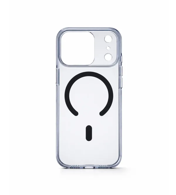 iPhone 17 Series Crystal Clear Blue Transparent Case With Built-In Magnetic Ring & Capacitive Camera Control Button Hard PC Back Slim Protective Cover Clear blue