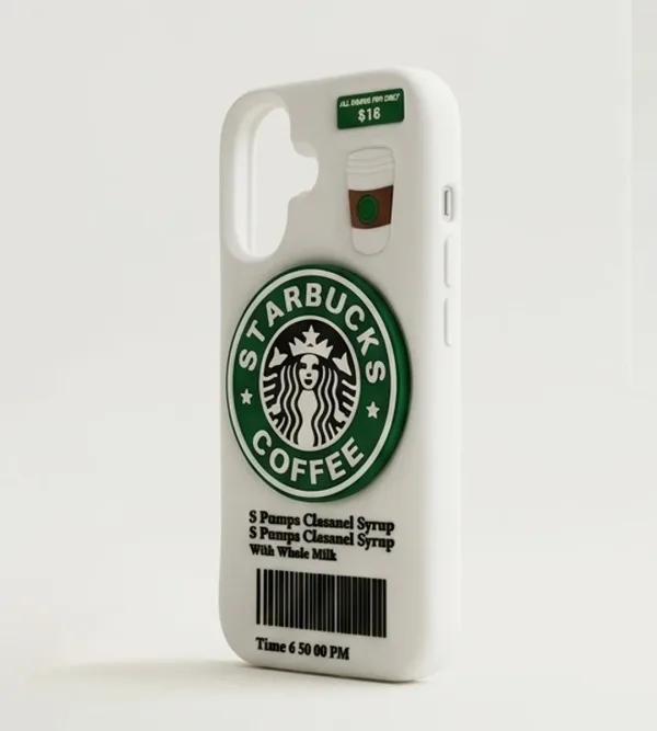 iPhone 17 Series Coffee Lover 3D Silicone Soft Case For iPhone Cute Café Logo Barcode Cup Embossed Protective Cover White