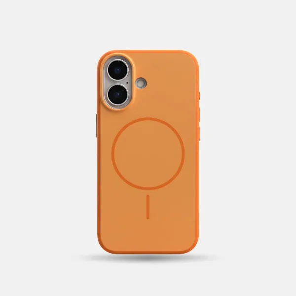 iPhone 17 Series Premium Matte Silicone Slim Case With Built-In Magnetic Ring Smooth Matte Finish Lightweight Protective Cover Vibrant Orange