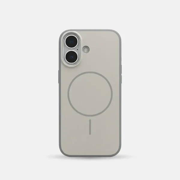 iPhone 16 Series Premium Matte Silicone Slim Case With Built-In Magnetic Ring Smooth Matte Finish Lightweight Protective Cover Stone Grey
