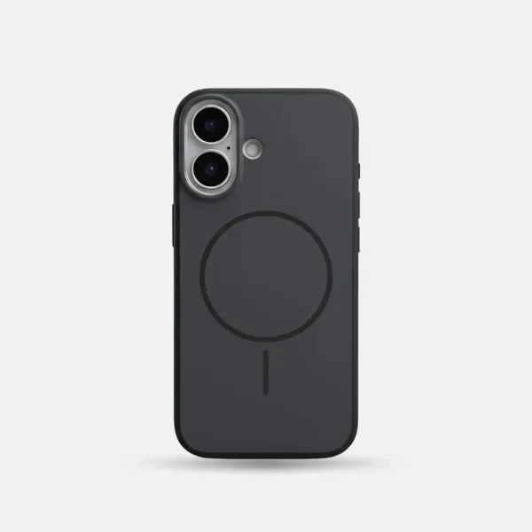 iPhone 17 Series Premium Matte Silicone Slim Case With Built-In Magnetic Ring Smooth Matte Finish Lightweight Protective Cover Charcoal Black