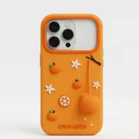 iPhone 17 Series 3D Fruit Relief Silicone Case – Handcrafted Orange Blossom Aesthetic Soft-Touch Cover