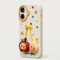iPhone 17 Series Twinkle "Apple Friends" 3D Relief Case – Kawaii Character Aesthetic Soft Silicone Cover