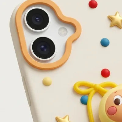 iPhone 17 Series Twinkle "Apple Friends" 3D Relief Case – Kawaii Character Aesthetic Soft Silicone Cover — alternate view