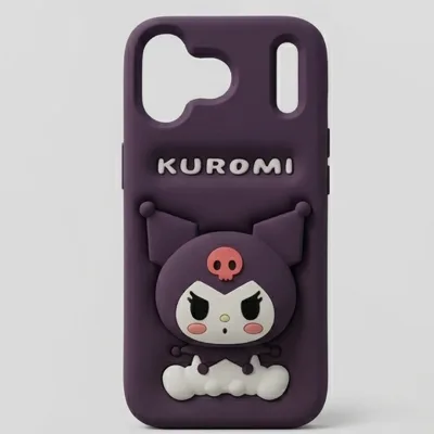 iPhone 17 Series Kuromi 3D Cartoon Silicone Soft Case For iPhone Cute Sanrio Character Embossed Kawaii Protective Cover Purple