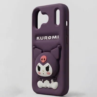 iPhone 17 Series Kuromi 3D Cartoon Silicone Soft Case For iPhone Cute Sanrio Character Embossed Kawaii Protective Cover Purple — alternate view