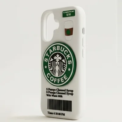 iPhone 17 Series Coffee Lover 3D Silicone Soft Case For iPhone Cute Café Logo Barcode Cup Embossed Protective Cover White