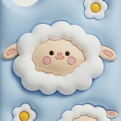 iPhone 17 Series Cute 3D Sheep Silicone Soft Case For iPhone Kawaii Cartoon Lamb Fluffy Protective Cover Blue — alternate view