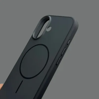 iPhone 17 Series Premium Matte Silicone Slim Case With Built-In Magnetic Ring Smooth Matte Finish Lightweight Protective Cover Charcoal Black — alternate view