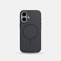 iPhone 16 Series Premium Matte Silicone Slim Case With Built-In Magnetic Ring Smooth Matte Finish Lightweight Protective Cover Charcoal Black