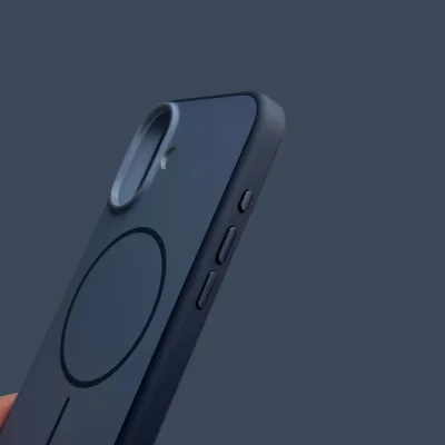 iPhone 17 Series Premium Matte Silicone Slim Case With Built-In Magnetic Ring Smooth Matte Finish Lightweight Protective Cover Slate Blue — alternate view