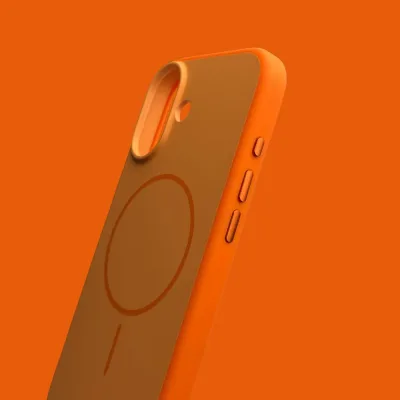 iPhone 17 Series Premium Matte Silicone Slim Case With Built-In Magnetic Ring Smooth Matte Finish Lightweight Protective Cover Vibrant Orange — alternate view