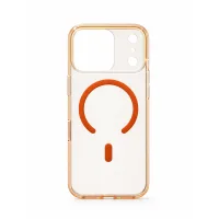 iPhone 17 Series Crystal Clear Orange Transparent Case With Built-In Magnetic Ring & Capacitive Camera Control Button Hard PC Back Slim Protective Cover Clear Orange