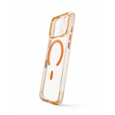 iPhone 17 Series Crystal Clear Orange Transparent Case With Built-In Magnetic Ring & Capacitive Camera Control Button Hard PC Back Slim Protective Cover Clear Orange — alternate view